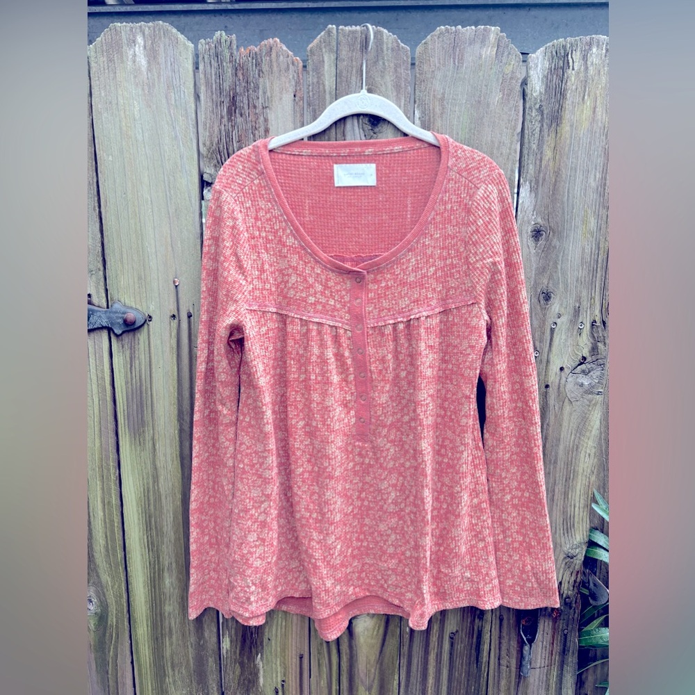 Lucky Brand Waffle Long Sleeve Top Tee qWomen’s Sz Medium